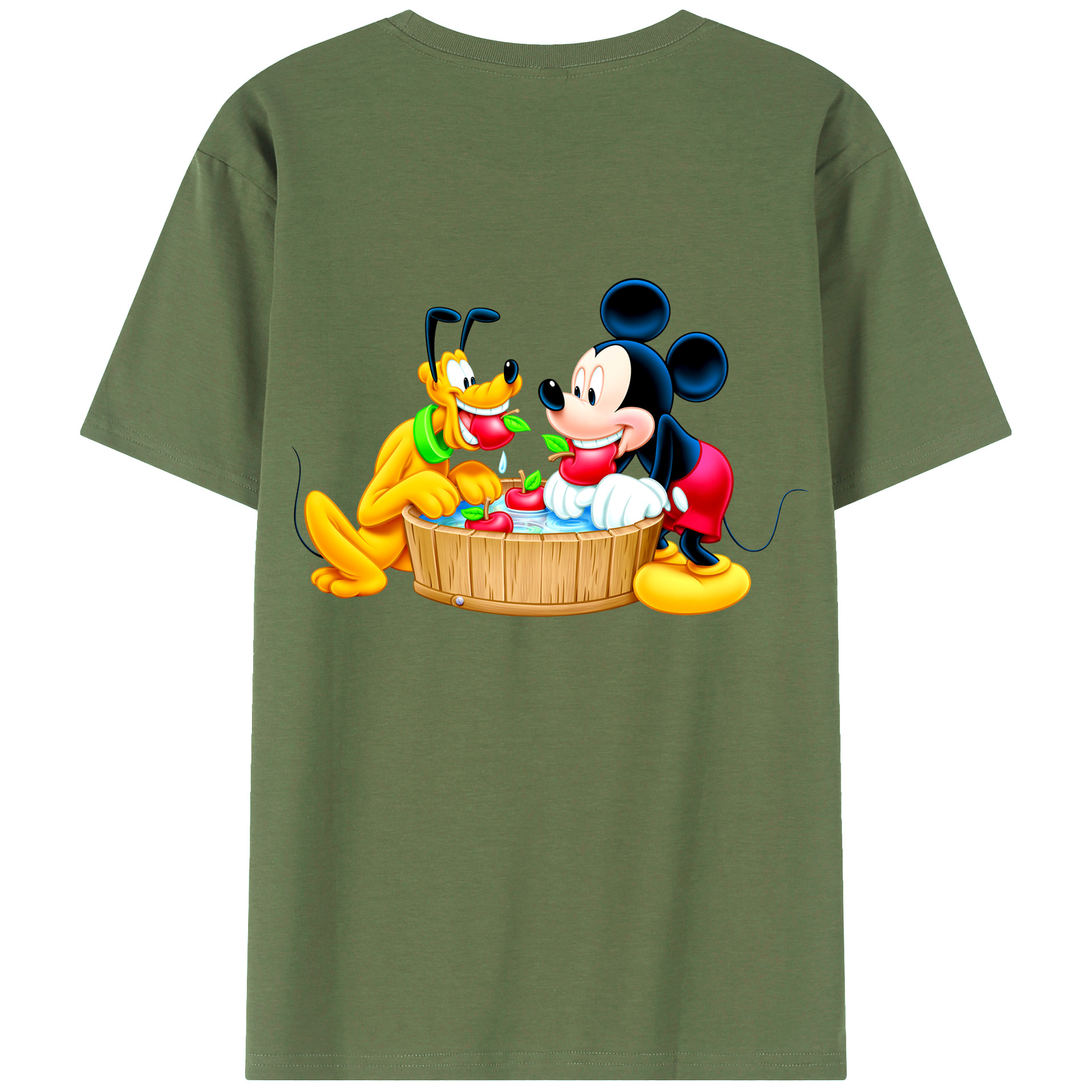 ミッキーマウス Mickey Mouse 綿100％ メンズ半袖Tシャツ（バックプリント） 通気性